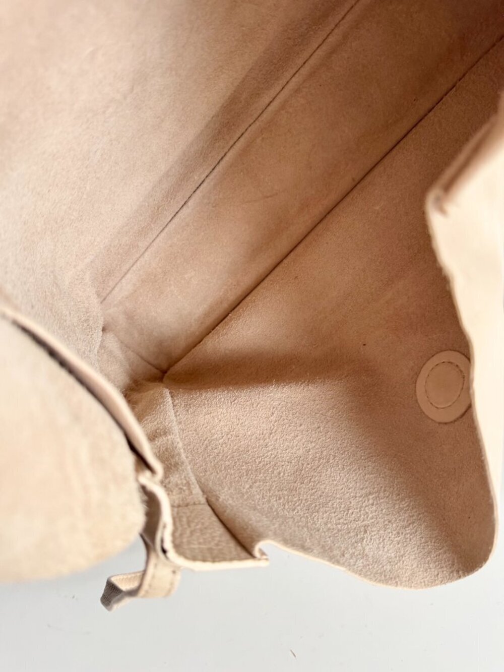 ZARA Beige Genuine Leather Foldover Flap Metal Frame Crossbody Bag Purse - Picture 14 of 15
